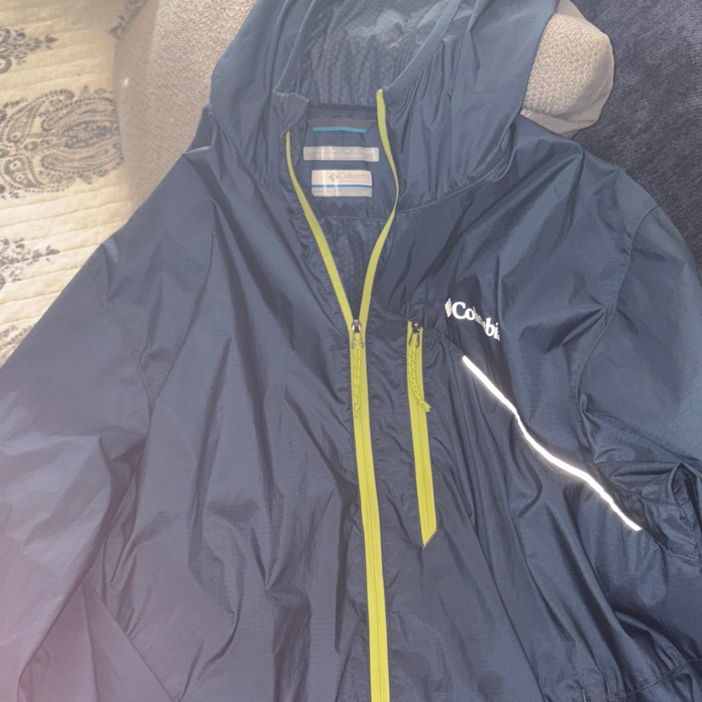 Columbia Dark Blue Jacket with Bright Yellow Trim